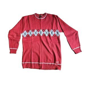 Vintage O’Neill Red Crewneck Oversized Argyle Sweater Mens XL 90s Y2K